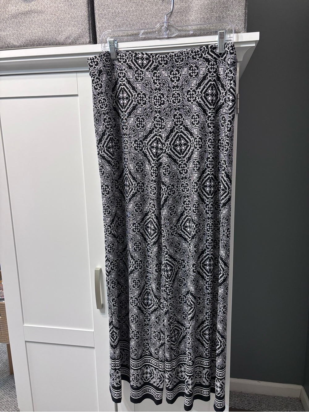 Cato Black and White Geometric Print Wide Leg Palazzo Pants Size L EUC Boho Cozy